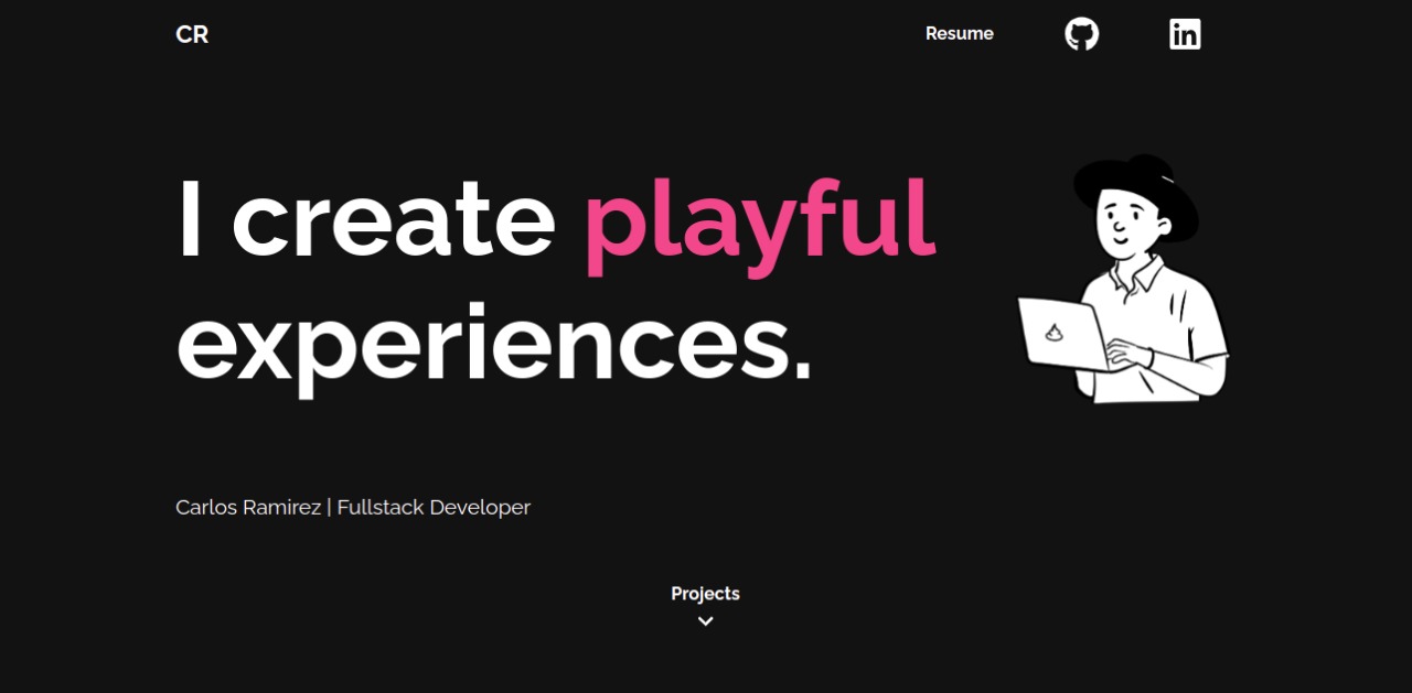 My first portfolio, a minimal one with some animations, only to present some of my bootcamp projects